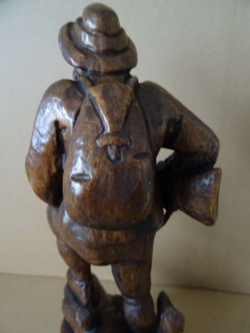 Vintage houten beeld jager 39cm