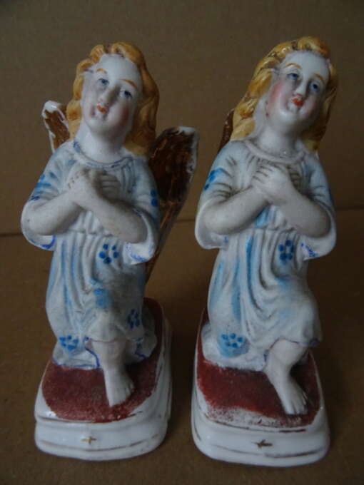 Antieke porseleinen engelen beeldjes 9,5 cm