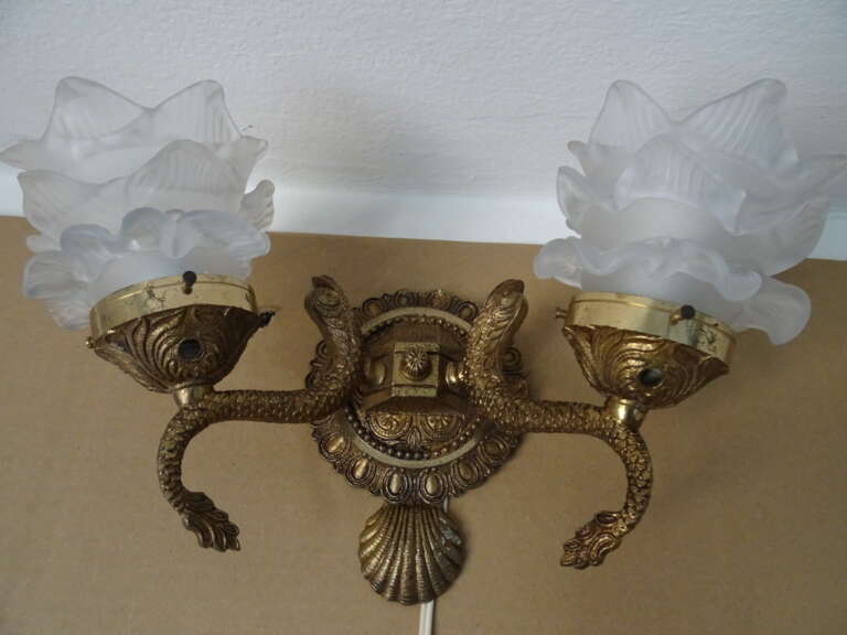 Bronzen wandlamp verguld