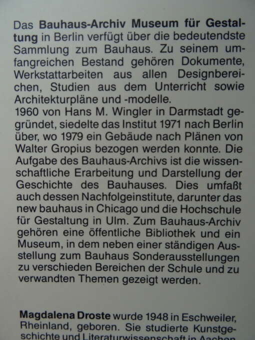 Magdalena Droste Bauhaus Archiv 1919 1933