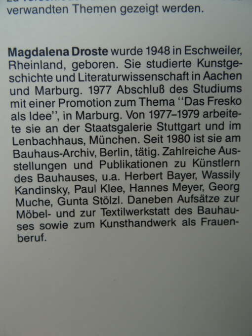 Magdalena Droste Bauhaus Archiv 1919 1933