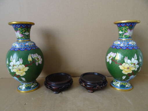 Chinese Cloisonné emaille vaasjes verguld 21cm