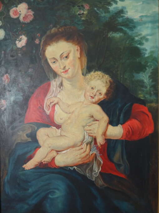 Antiek schilderij P. Brasseur Maria met Jezus