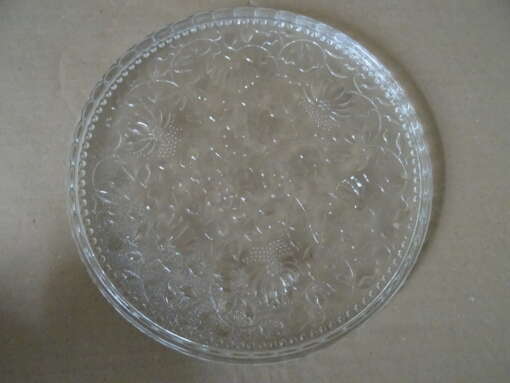 Vintage glazen onderzetter 22cm kleine vlaaischotel