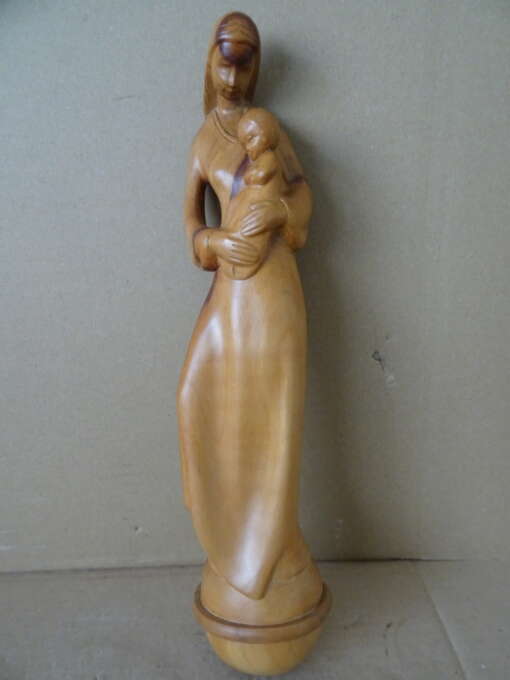 Mariabeeld vintage wandbeeld houtsnijwerk