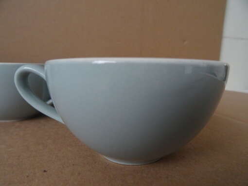 Antieke pastel blauwe kop en schotels Petrus Regout & Co