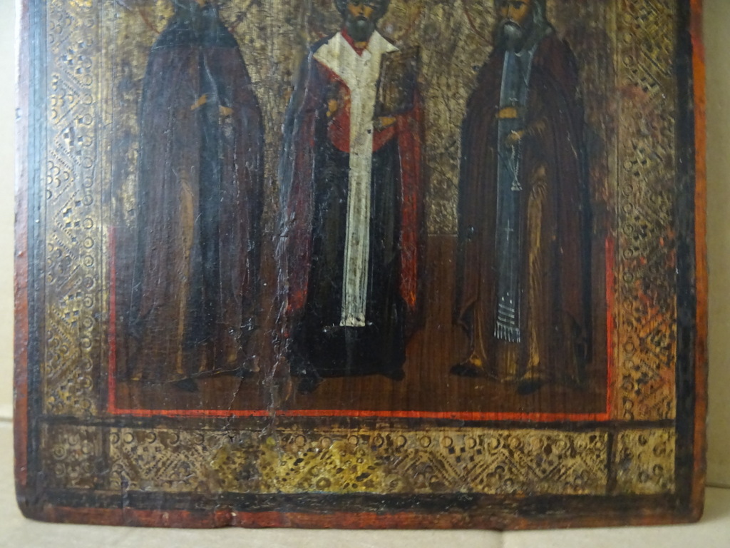 Antiek orthodox icoon de Drie Heilige Hiërarchen - Afbeelding 4