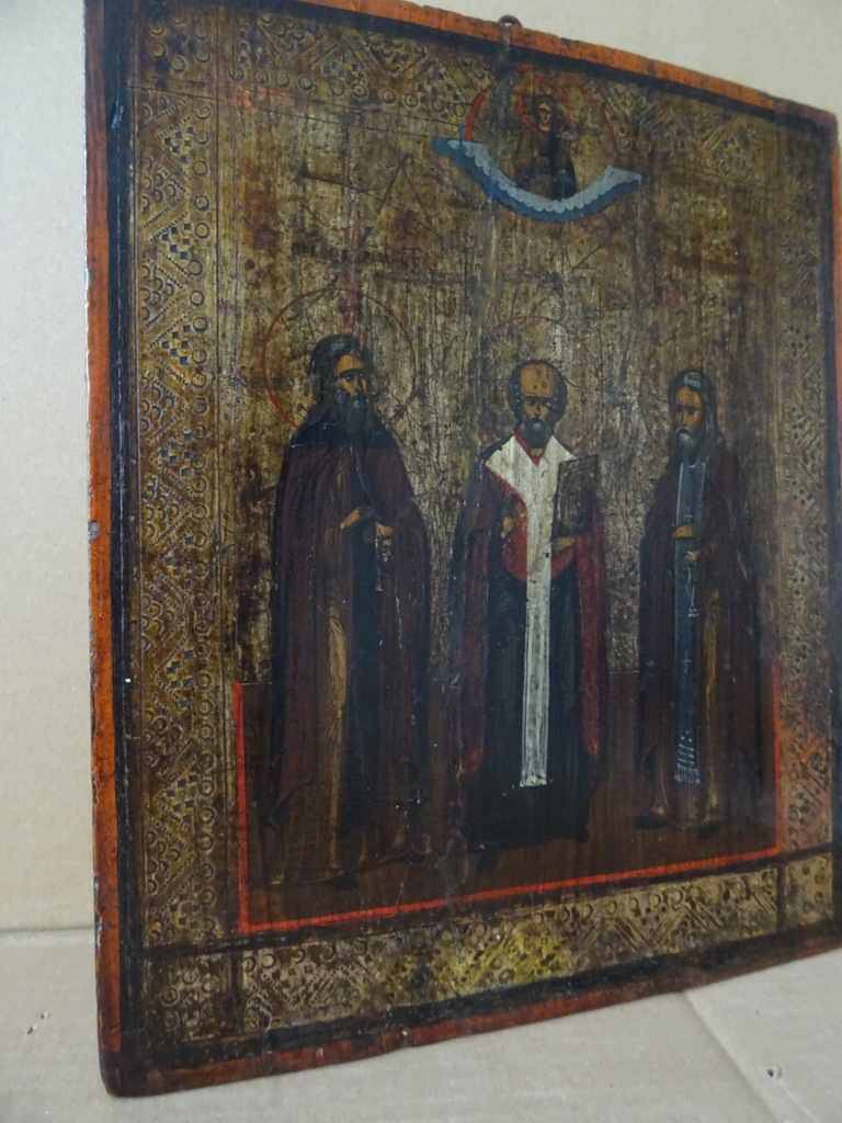Antiek orthodox icoon de Drie Heilige Hiërarchen - Afbeelding 7