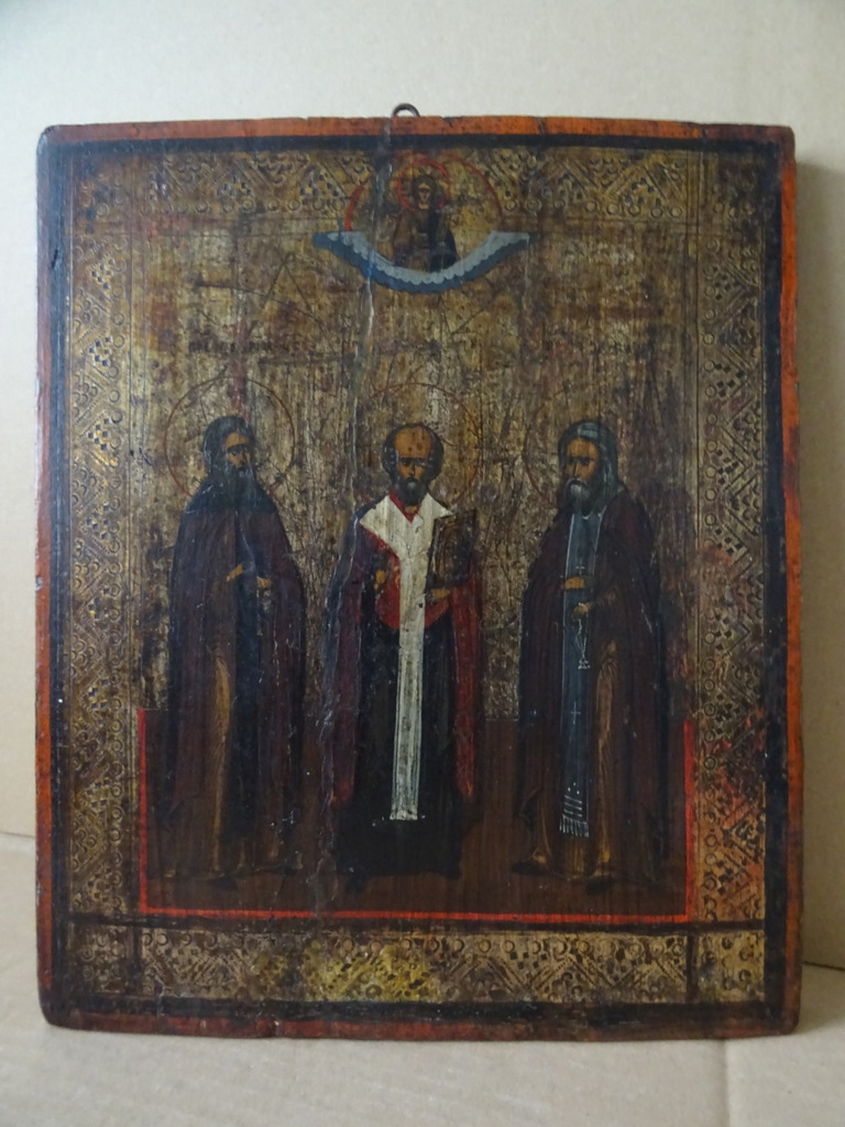 Antiek orthodox icoon de Drie Heilige Hiërarchen - Afbeelding 34