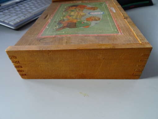 Vintage houten blokkendoos compleet