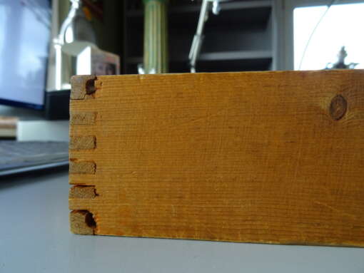 Vintage houten blokkendoos compleet