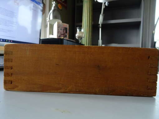 Vintage houten blokkendoos compleet