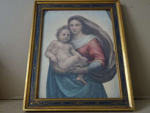Prent Sixtijnse Madonna van Raphaël in lijst van 28x34cm