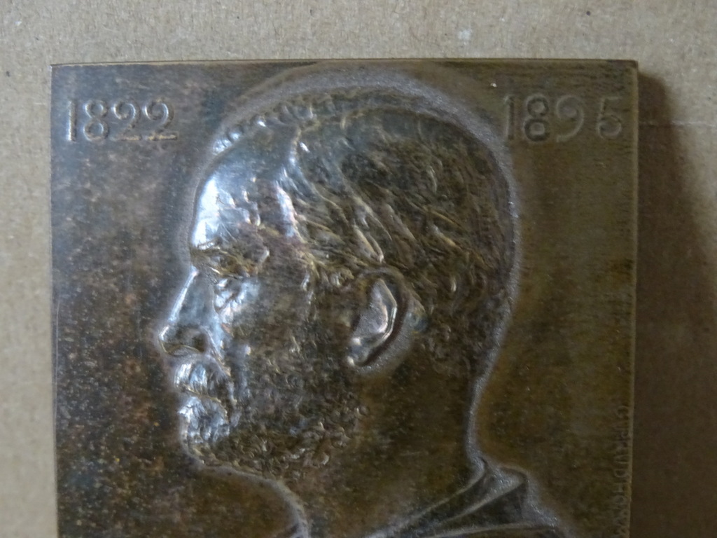 Art nouveau bronzen plaquette Louis Pasteur - Afbeelding 3