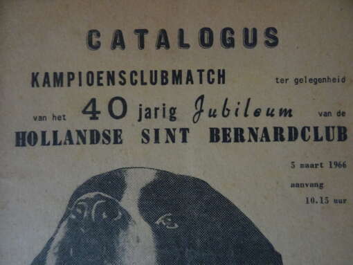 Catalogus kampioensclubmatch Hollandse Sint Bernardclub 1965