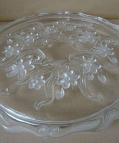 Vintage glazen vlaaischotel vlaaischaal gebakschaal met bloemen
