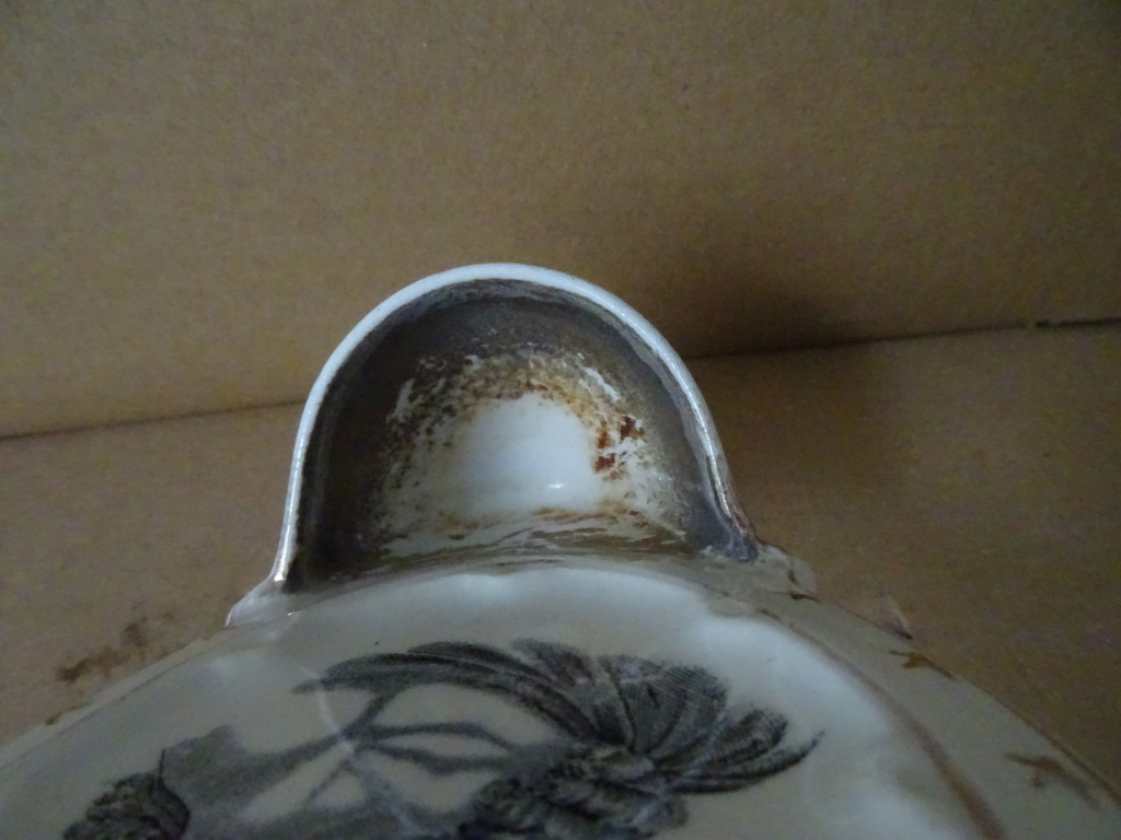Antiek wijwaterbakje Petrus Regout & Co 19cm - Afbeelding 11