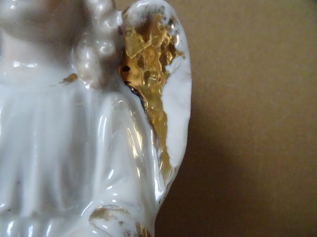 Antieke porseleinen engelen verguld 18cm - Afbeelding 5