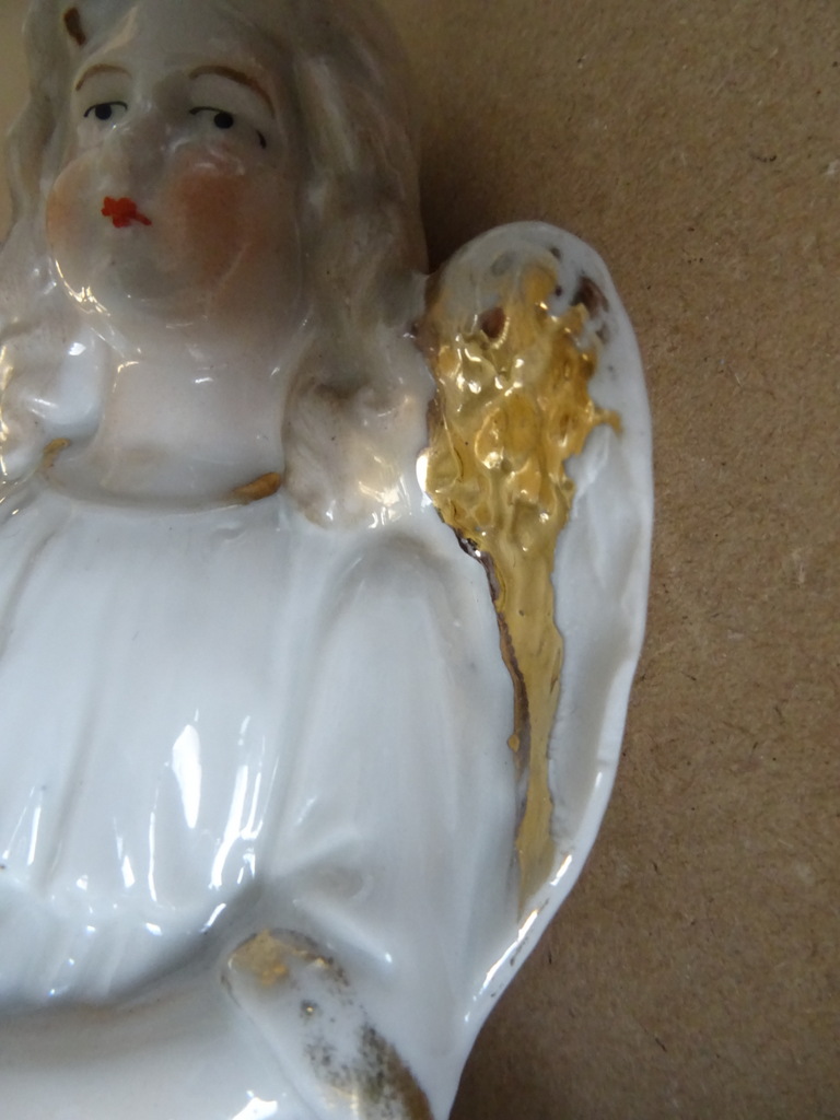 Antieke porseleinen engelen verguld 18cm - Afbeelding 22