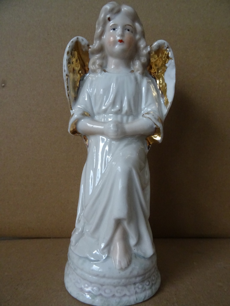 Alternative view of Antieke porseleinen engelen verguld 18cm