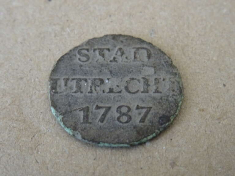 Bodemvondst bronzen Duit munt Stad Utrecht 1787