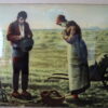 Het Angelus prent achter bol glas 24x18cm