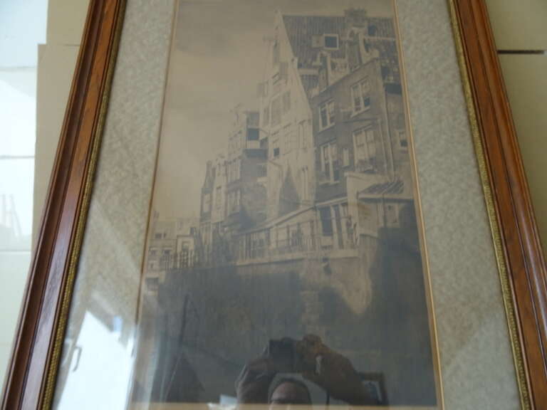 Alternative view of Antieke ets D. Harting Grimnessesluis Amsterdam 58x82cm