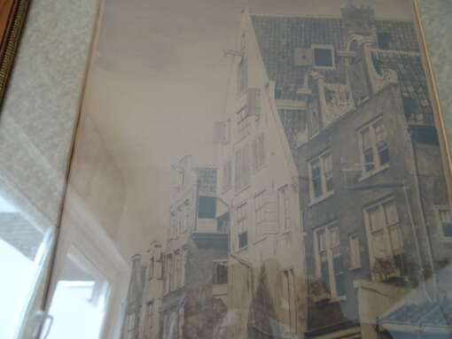 Antieke ets D. Harting Grimnessesluis Amsterdam 58x82cm