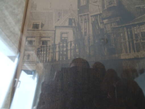 Antieke ets D. Harting Grimnessesluis Amsterdam 58x82cm