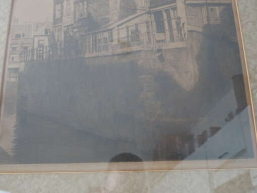 Antieke ets D. Harting Grimnessesluis Amsterdam 58x82cm