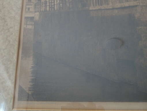 Antieke ets D. Harting Grimnessesluis Amsterdam 58x82cm