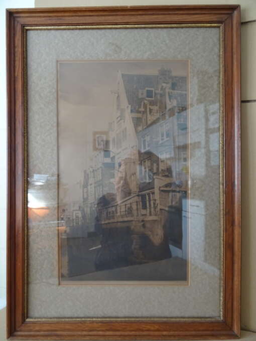 Antieke ets D. Harting Grimnessesluis Amsterdam 58x82cm