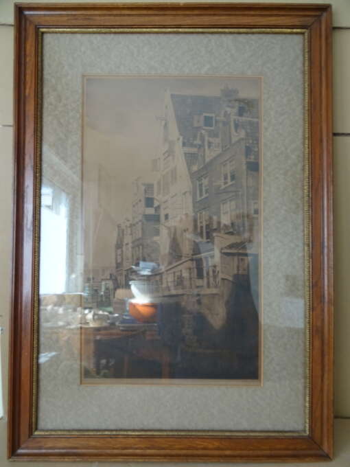 Antieke ets D. Harting Grimnessesluis Amsterdam 58x82cm