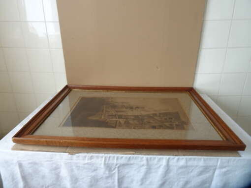Antieke ets D. Harting Grimnessesluis Amsterdam 58x82cm