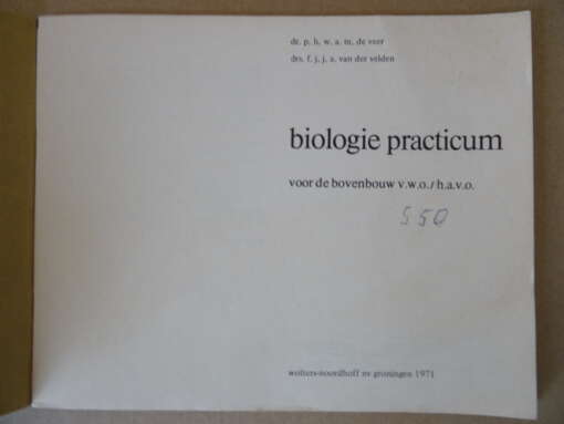 Biologie practicum voor de bovenbouw v.w.o. / havo 1971
