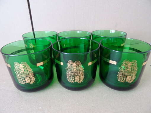 Set van zes vintage vergulde glazen