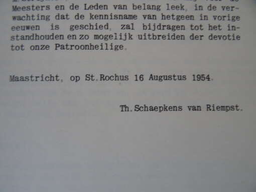 Th. Schaepkens van Riempst Broederschap van de H. Rochus