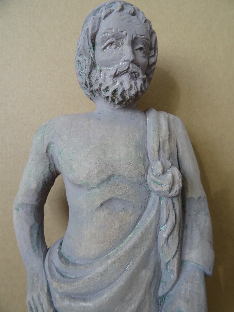 Houten beeld Asclepius God van de Geneeskunde 36cm Houten beeld Asclepius God van de Geneeskunde 36cm