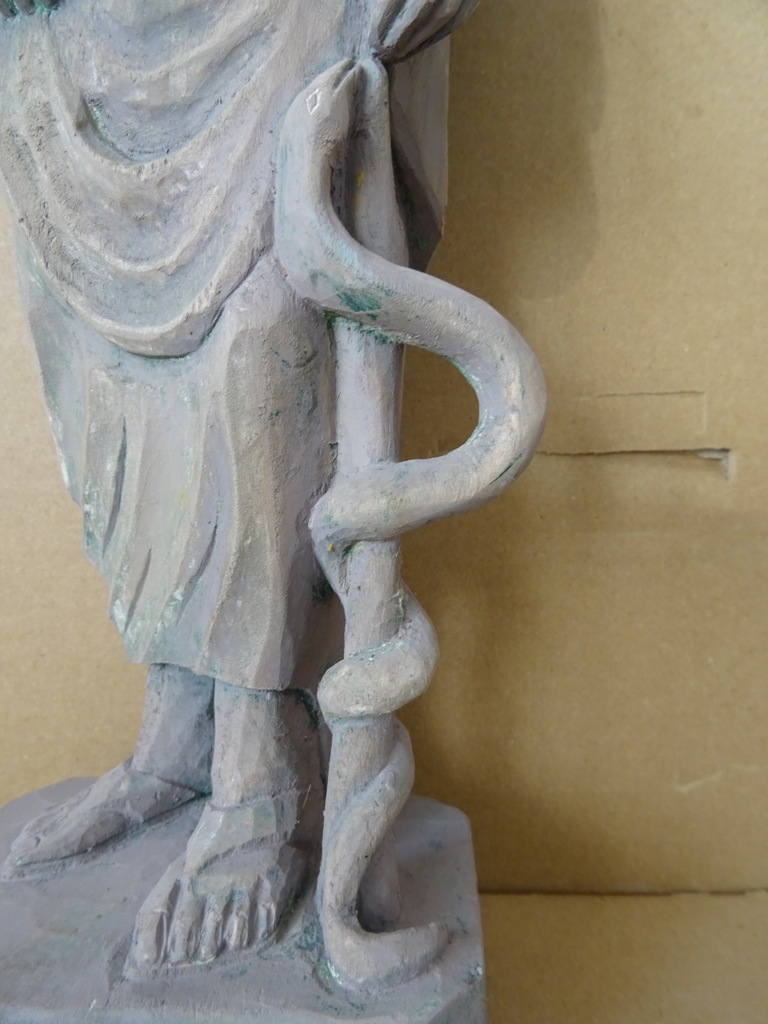 Houten beeld Asclepius God van de Geneeskunde 36cm Houten beeld Asclepius God van de Geneeskunde 36cm