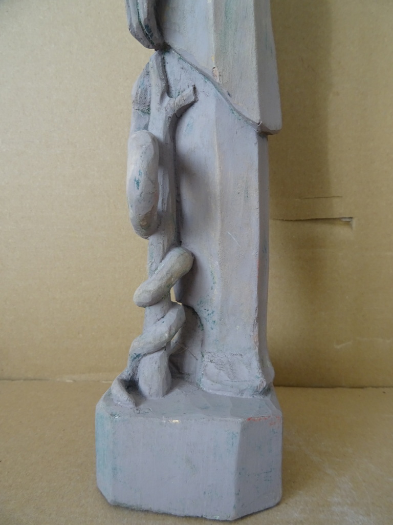 Houten beeld Asclepius God van de Geneeskunde 36cm Houten beeld Asclepius God van de Geneeskunde 36cm