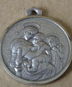 Vintage medaillon Heilige Maria Jezus en Johannes