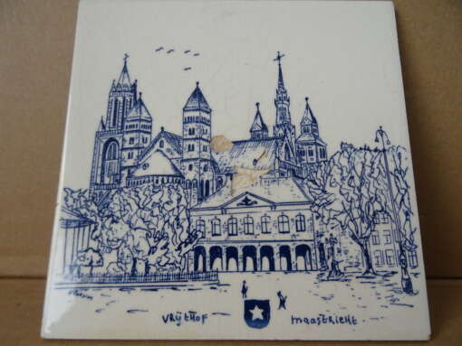 Tegel Vrijthof Maastricht Delfts blauw handpainted