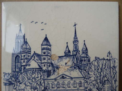 Tegel Vrijthof Maastricht Delfts blauw handpainted
