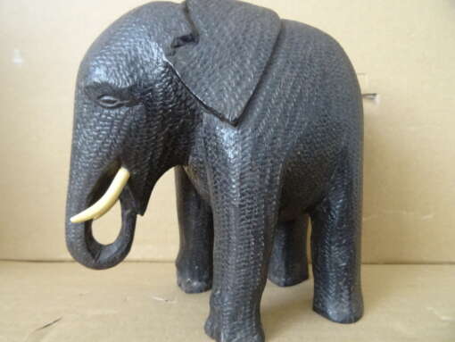 Antiek ebbenhouten beeld olifant 15cm