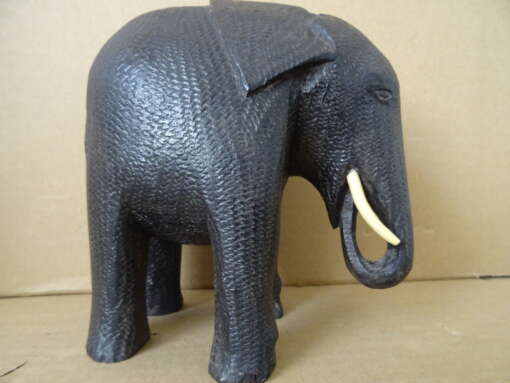 Antiek ebbenhouten beeld olifant 15cm