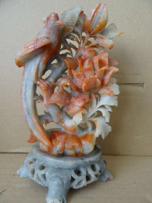 Chinees beeld Feng Huang speksteen 21cm vintage