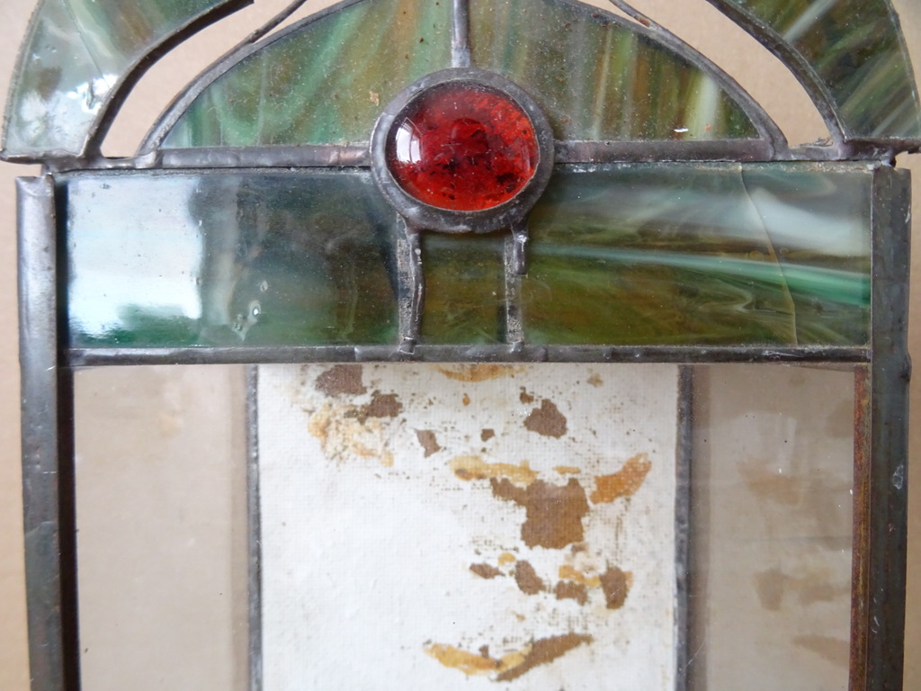 Glas in lood huisje vintage terrarium Glas in lood huisje vintage terrarium