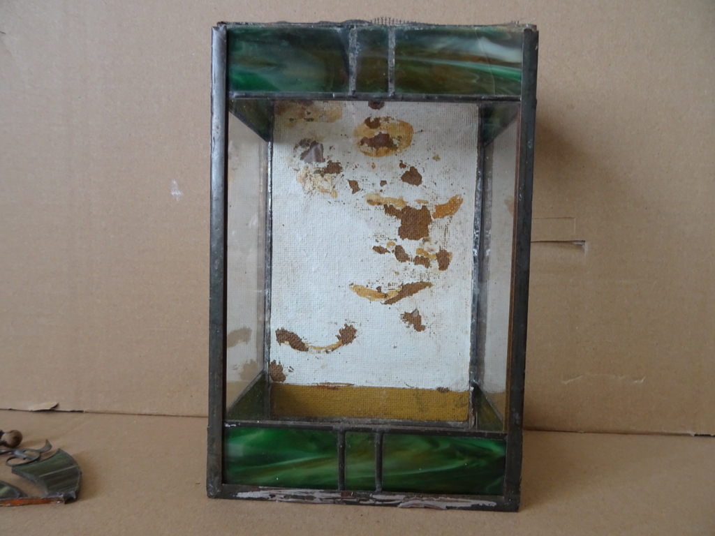 Glas in lood huisje vintage terrarium Glas in lood huisje vintage terrarium