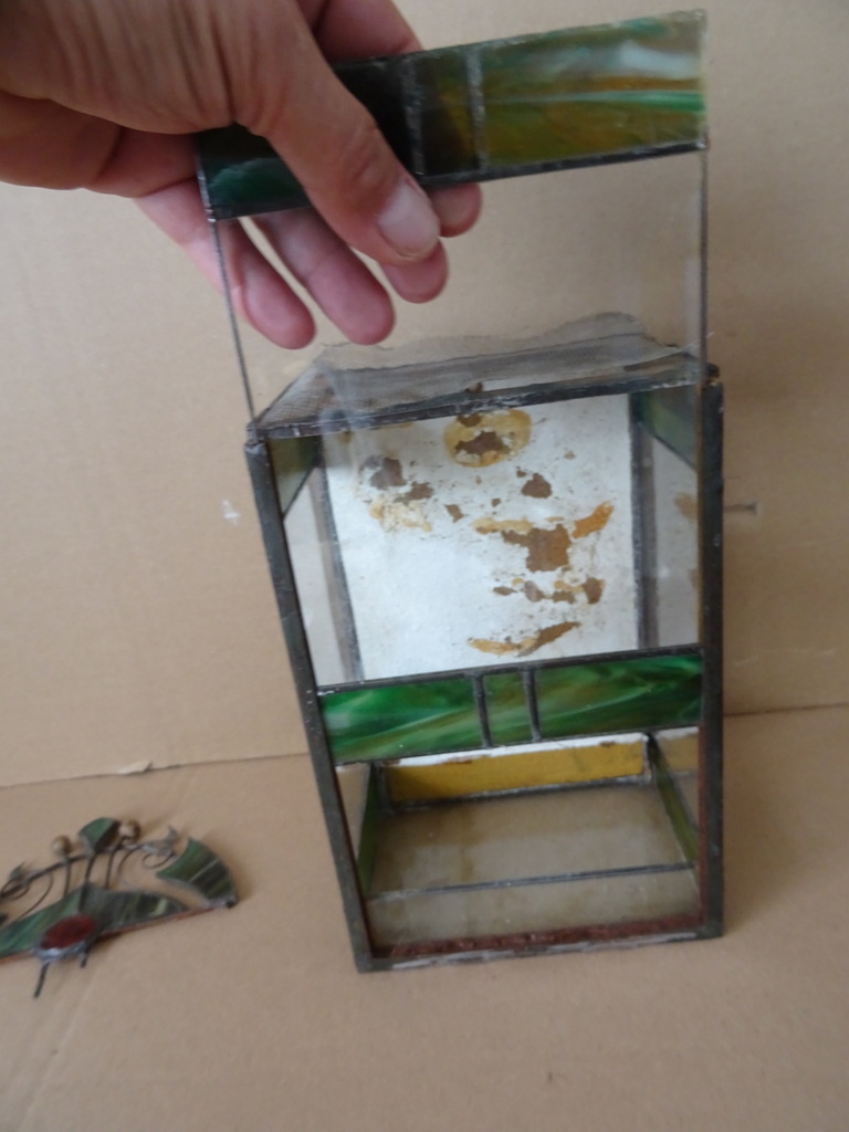 Glas in lood huisje vintage terrarium Glas in lood huisje vintage terrarium