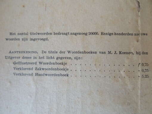M. J. Koenen Verklarend zakwoordenboekje der Nederlandsche taal
